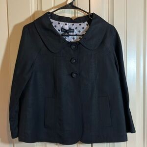 Larry Levine black 3/4 sleeve linen blend jacket top